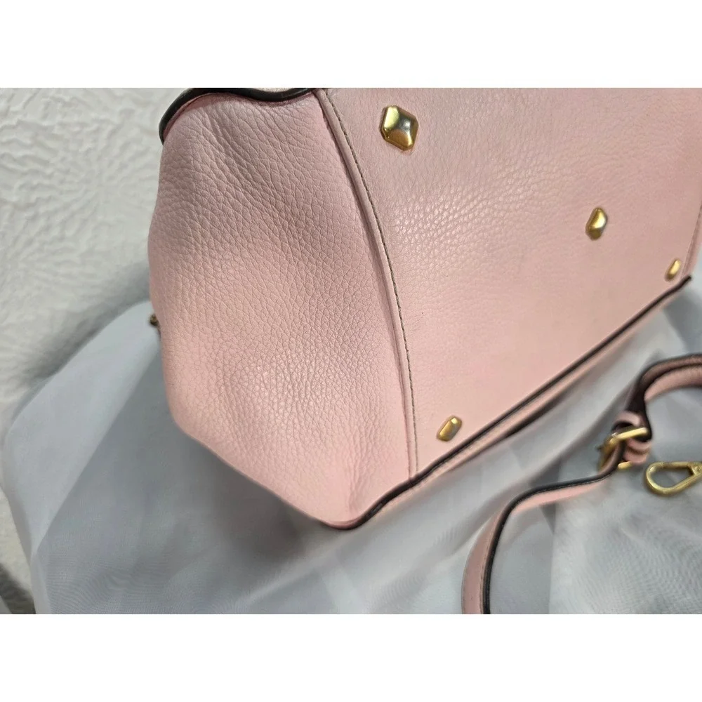 MCM Pink Pebbled Leather Boston Satchel Bag w/ Crossbody Strap‎